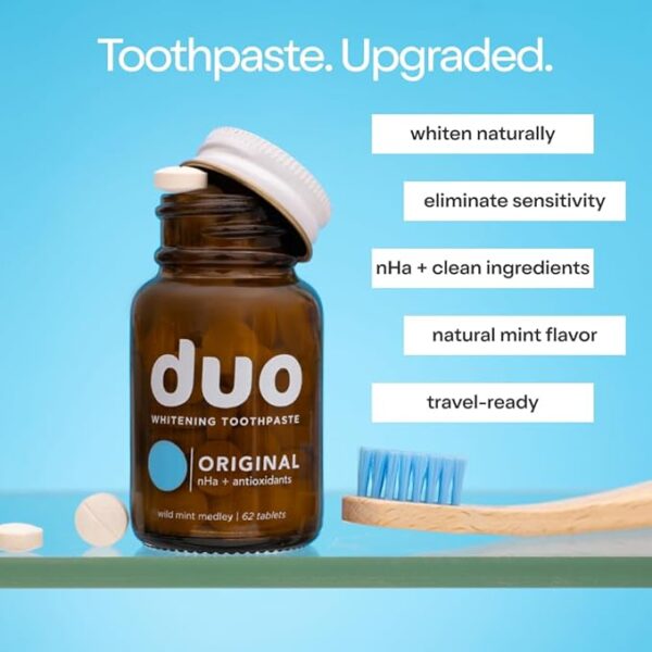 Duo Toothpaste Tablets | Nano-Hydroxyapatite (nHa) Natural Whitening, Remineralize, Reduce Sensitivity | Sustainable & Plastic Free | Dentist Created | Wild Mint Medley - 1 Bottle / 62 Tablets - Image 3