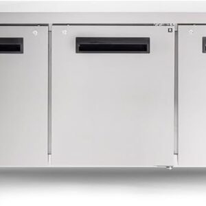 WESTLAKE 72" W Commercial Refrigerator Worktop Undercounter Refrigerator 17.7 Cu.ft Single Door Stainless Steel Counter Fan Cooling Refrigerator Food Prep Station for Restaurant, Bar, WKTR-72B
