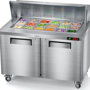 Refrigerated Sandwich Salad Prep Table, Commercial Workstation Refrigerators with 18 Pans, 48"